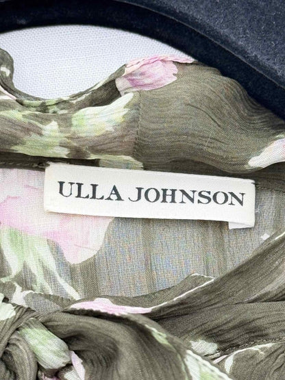 Pre - loved ULLA JOHNSON Green Multicolor Size US 10 Midi Dress at Reems Closet