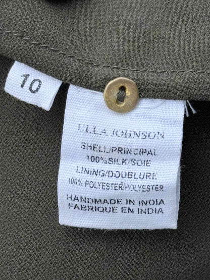 Pre - loved ULLA JOHNSON Green Multicolor Size US 10 Midi Dress at Reems Closet