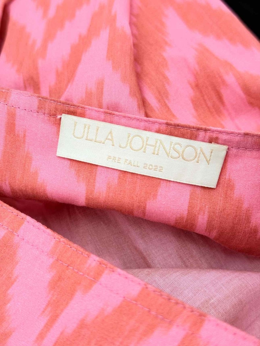 Pre - loved ULLA JOHNSON Orange & Pink Print Size US 4 Midi Dress at Reems Closet
