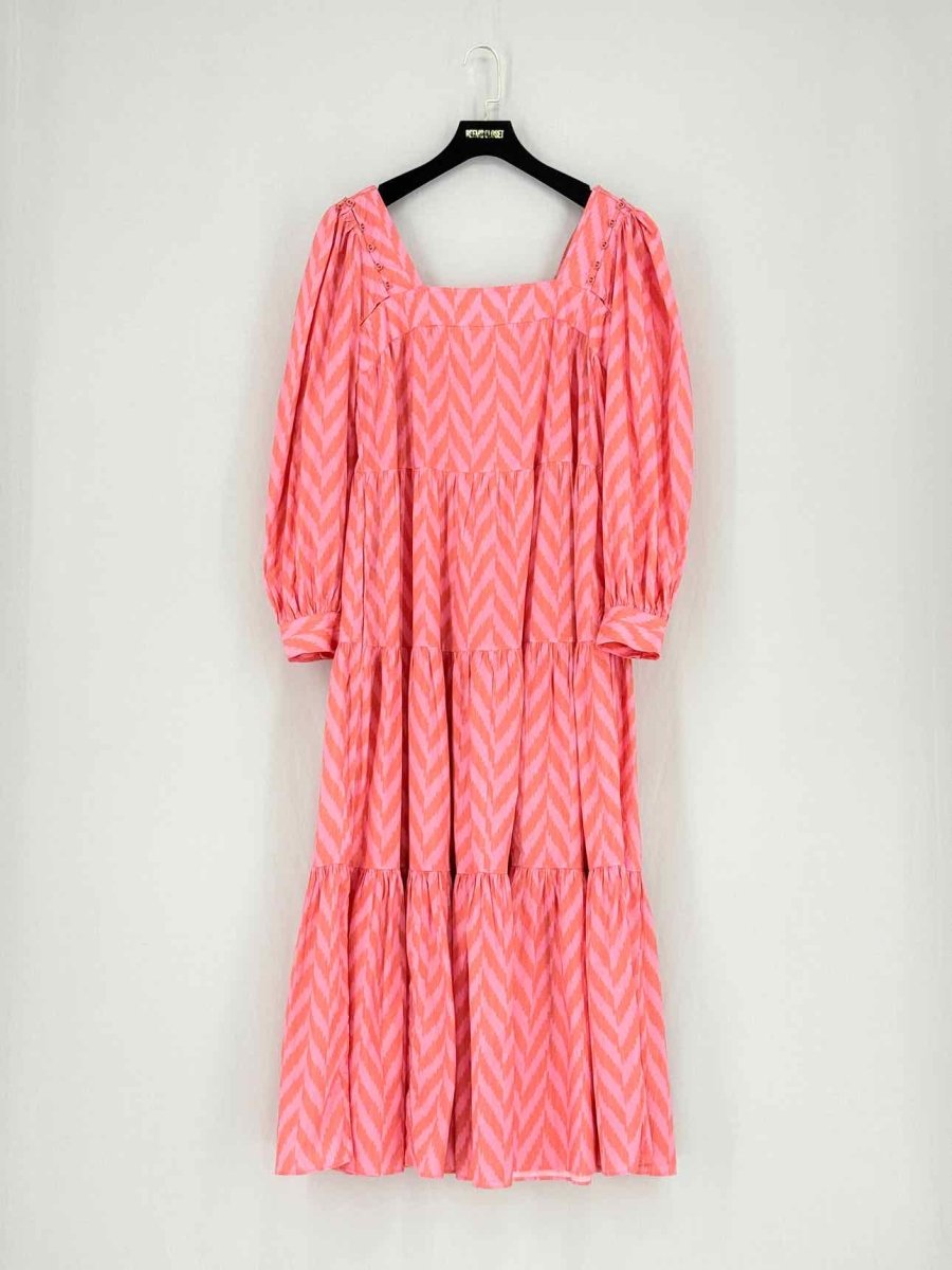 Pre - loved ULLA JOHNSON Orange & Pink Print Size US 4 Midi Dress at Reems Closet