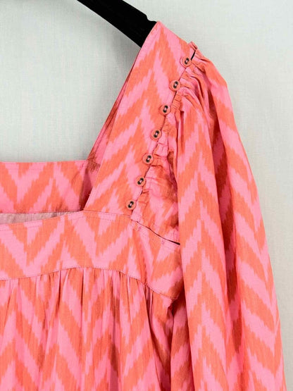 Pre - loved ULLA JOHNSON Orange & Pink Print Size US 4 Midi Dress at Reems Closet
