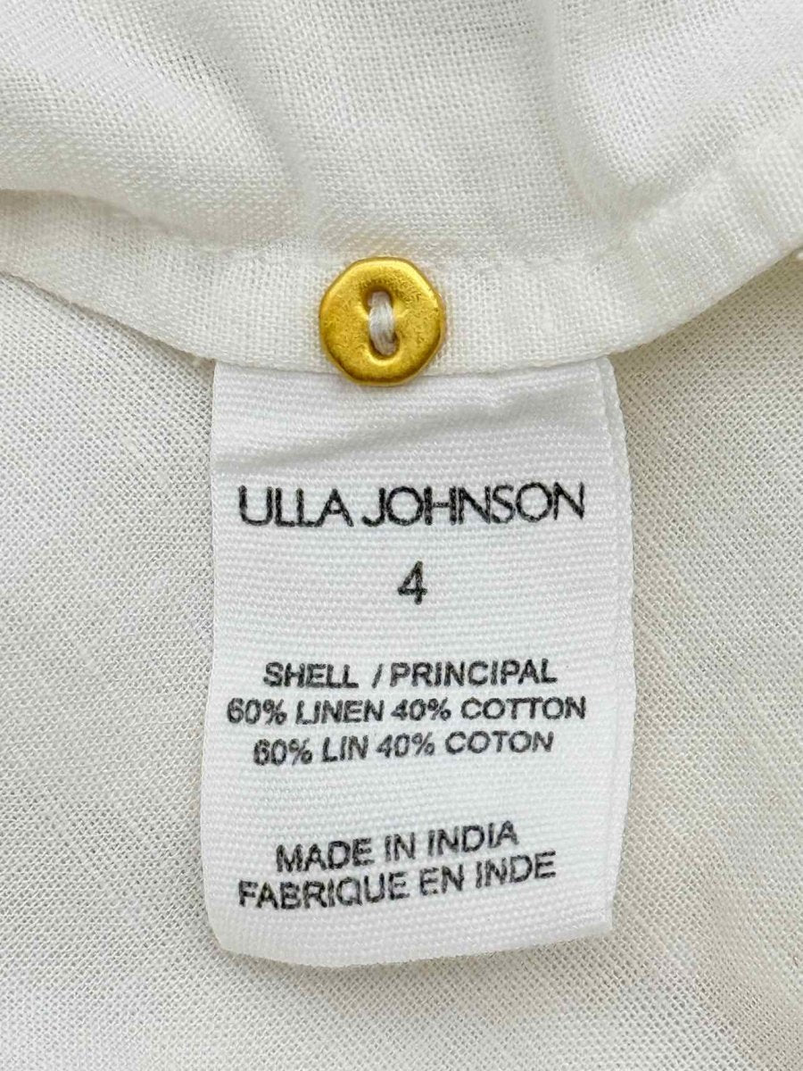 Pre - loved ULLA JOHNSON Sofia White Scalloped Size US 4 Blouse at Reems Closet