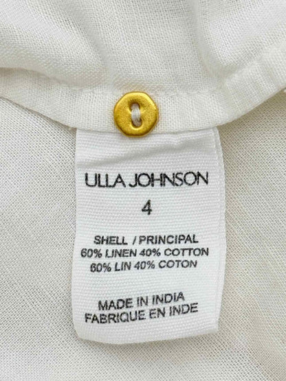 Pre - loved ULLA JOHNSON Sofia White Scalloped Size US 4 Blouse at Reems Closet