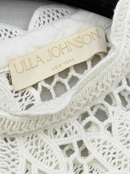 Pre - loved ULLA JOHNSON Sofia White Scalloped Size US 4 Blouse at Reems Closet