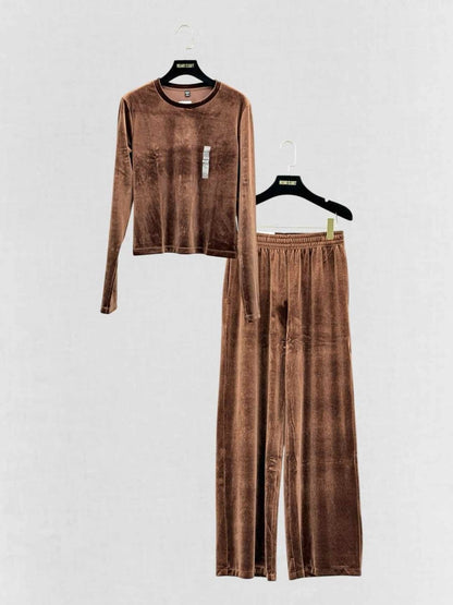 Pre - loved UNIQLO Dark Brown Size Medium Top & Pants Outfit at Reems Closet