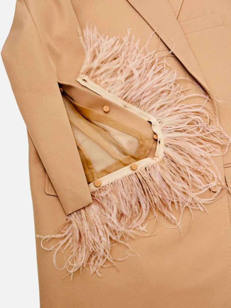 Pre - loved VALENTINO 2023 Peach Feather Cuffs Jacket at Reems Closet