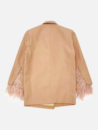 Pre - loved VALENTINO 2023 Peach Feather Cuffs Jacket at Reems Closet