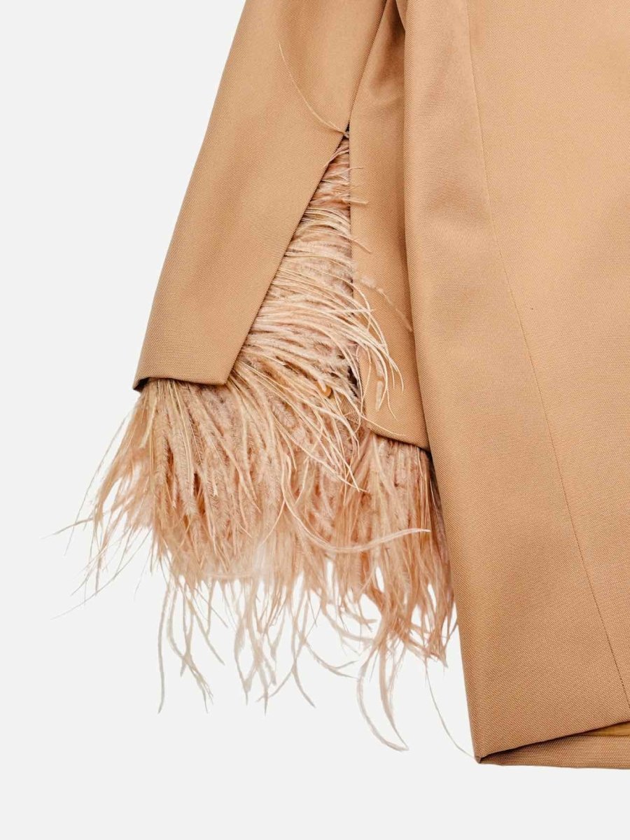 Pre - loved VALENTINO 2023 Peach Feather Cuffs Jacket at Reems Closet