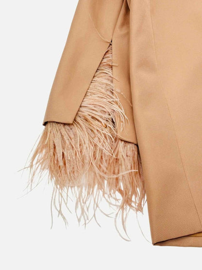 Pre - loved VALENTINO 2023 Peach Feather Cuffs Jacket at Reems Closet