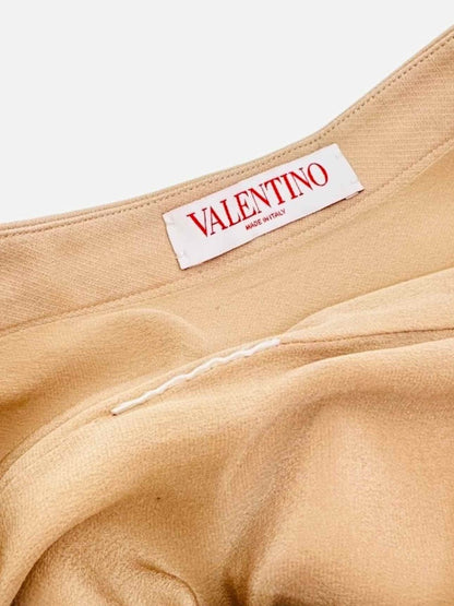 Pre - loved VALENTINO A - Line Peach V Gold Detail Knee Length Skirt at Reems Closet