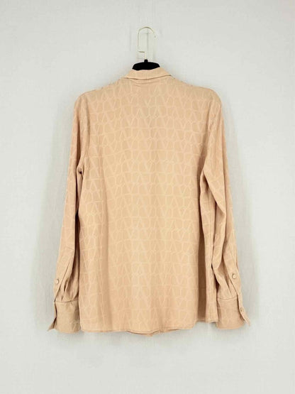 Pre - loved VALENTINO Beige Logo Print Size US 2 Shirt at Reems Closet