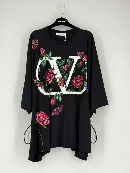 Pre - loved VALENTINO Black Floral Print Size Small Short Dress at Reems Closet