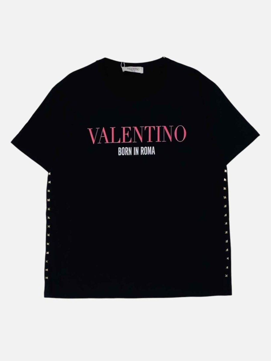 Pre - loved VALENTINO Black Logo T-shirt at Reems Closet