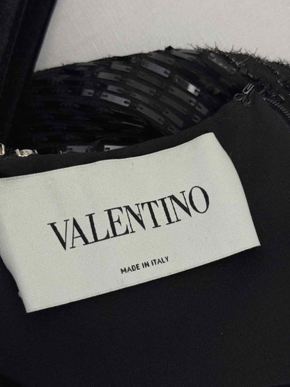 Pre - loved VALENTINO Black Pleated Size US 10 Knee Length Dress at Reems Closet