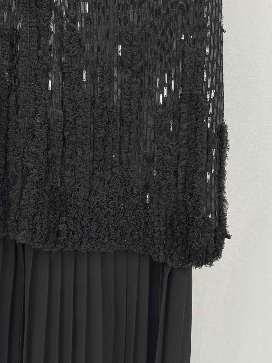 Pre - loved VALENTINO Black Pleated Size US 10 Knee Length Dress at Reems Closet