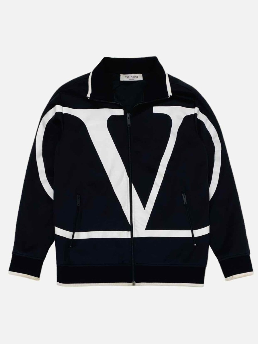 Pre - loved VALENTINO Black w/ White Monogram Logo Print Sweatshirt at Reems Closet