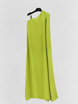 Pre-loved VALENTINO Cape Effect Green Size US 6 Long Dress at Reems Closet
