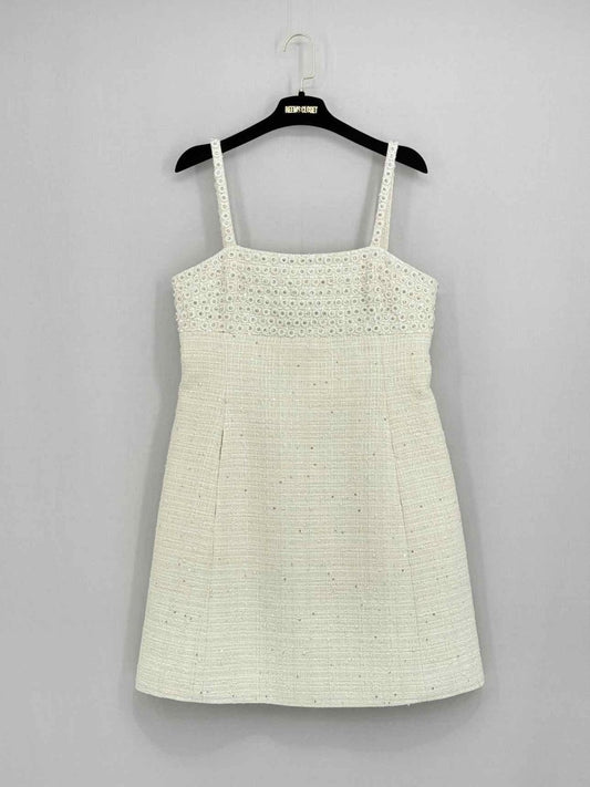 Pre - loved VALENTINO Cream Tweed Size Medium Short Dress at Reems Closet