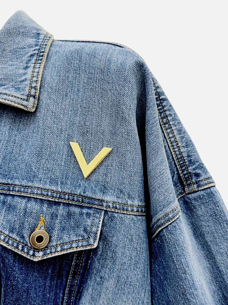 Pre - loved VALENTINO Denim Blue Cropped Jacket at Reems Closet