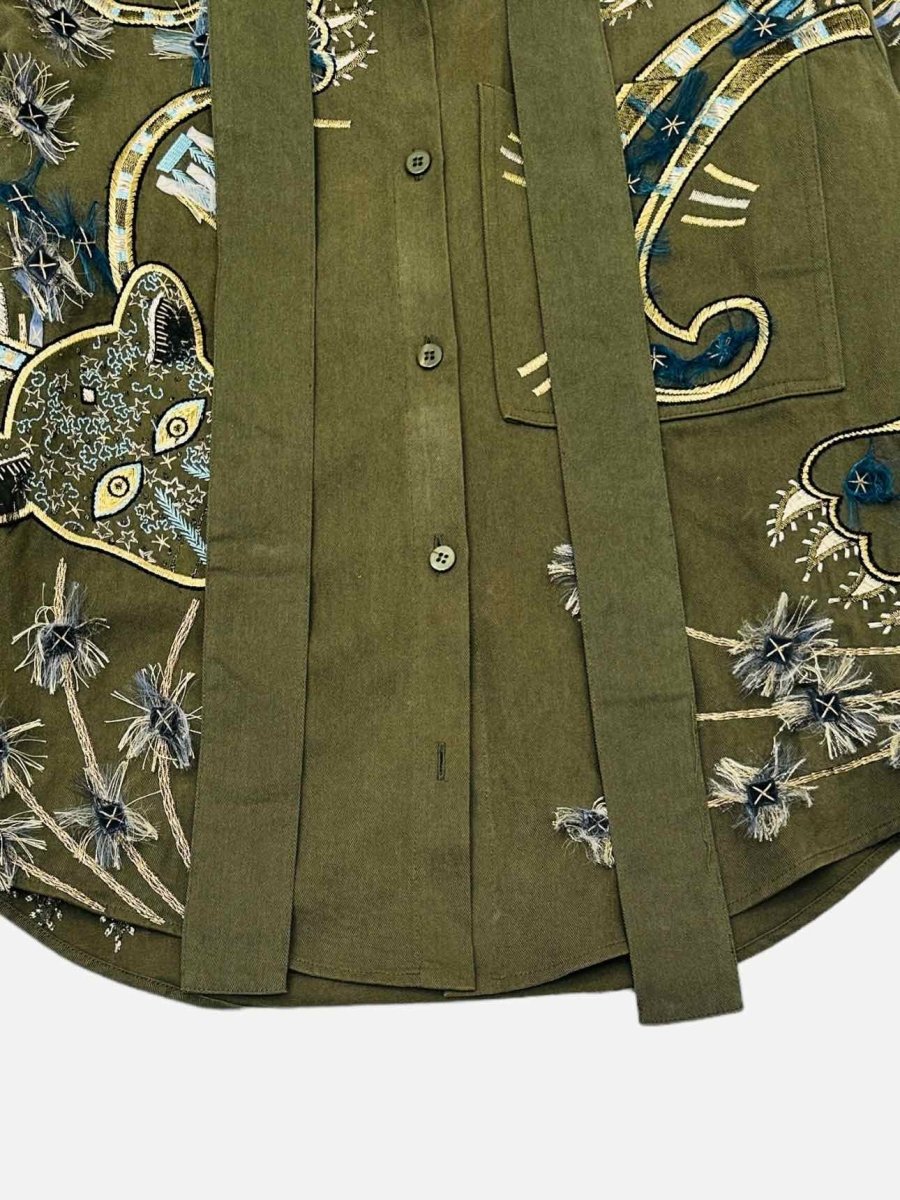 Pre-loved VALENTINO Embellished Khaki Printed Jacket from Reems Closet