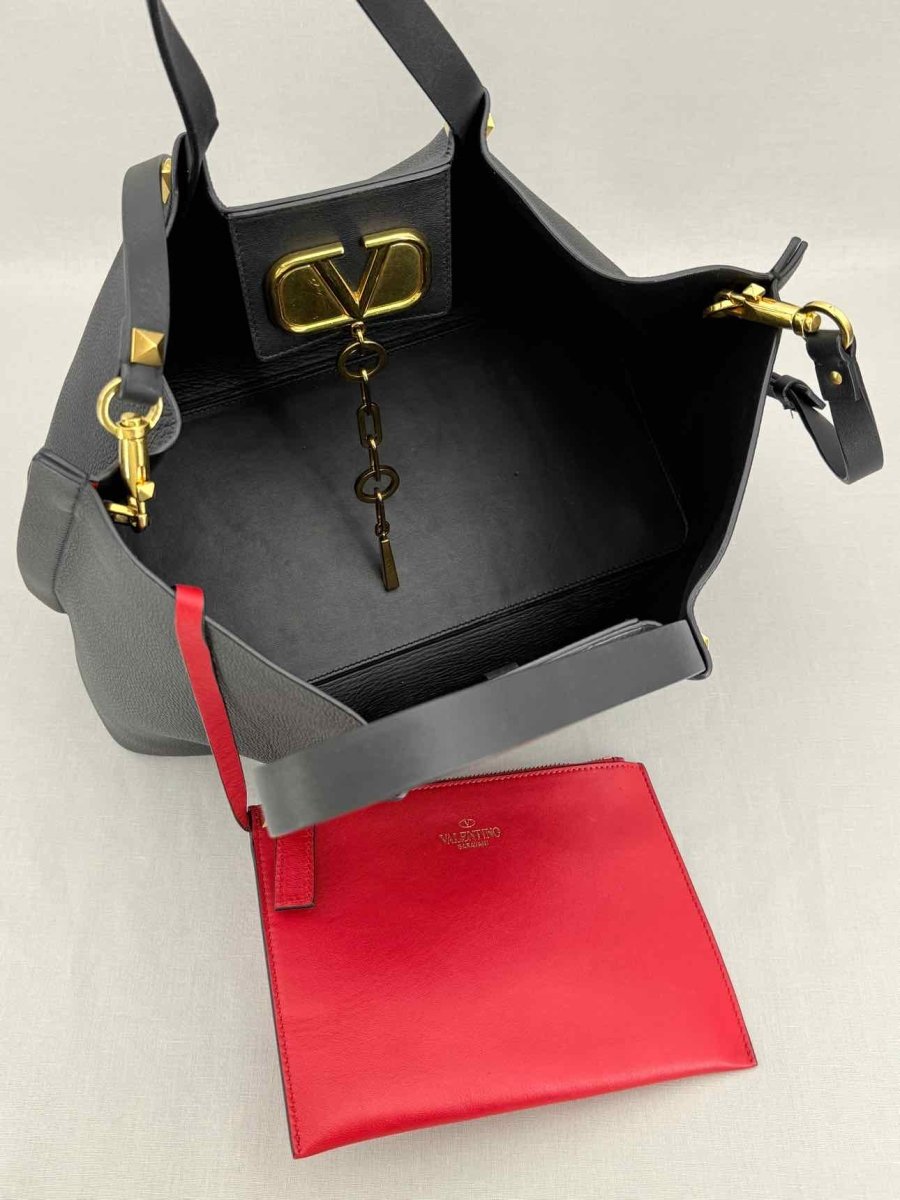 Pre - loved VALENTINO GARAVANI Black Top Handle at Reems Closet