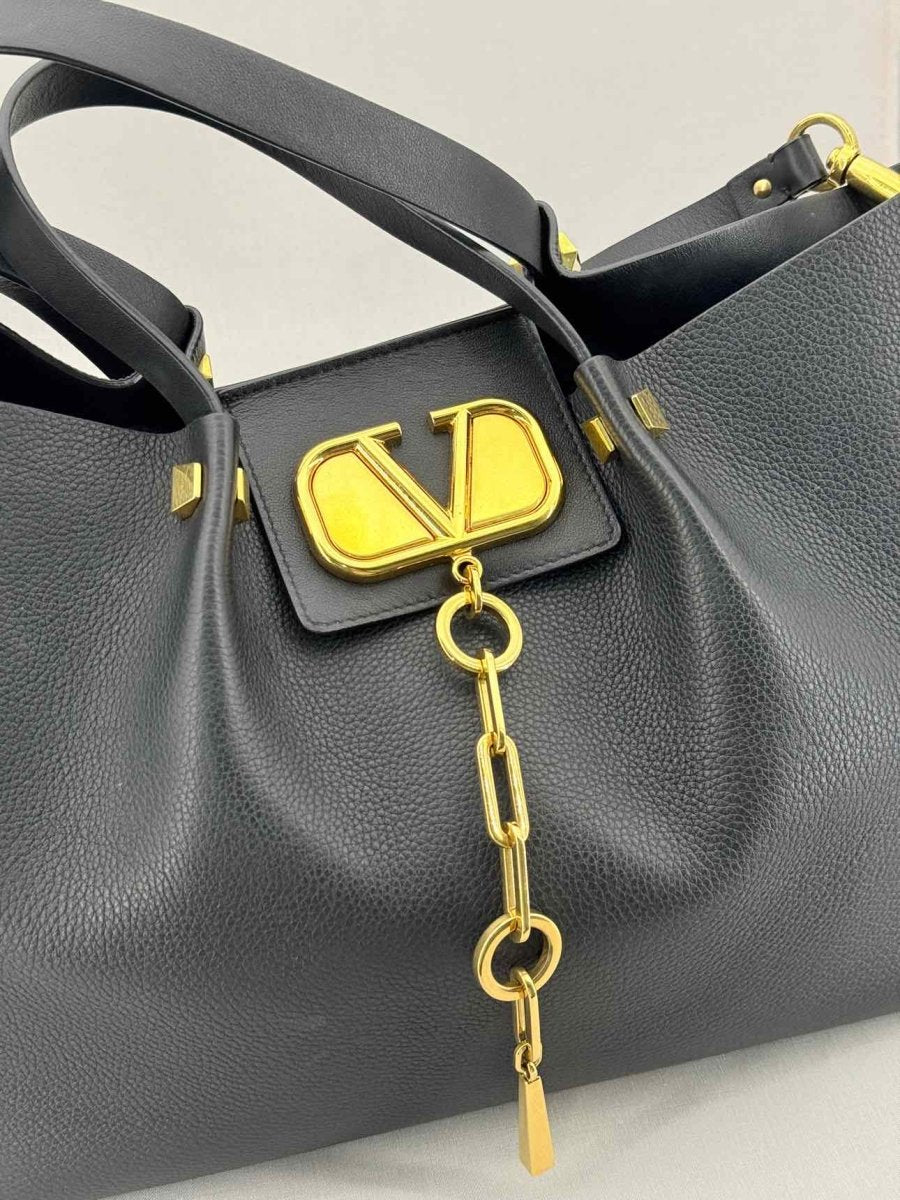 Pre - loved VALENTINO GARAVANI Black Top Handle at Reems Closet