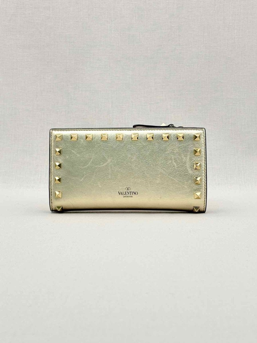 Pre - loved VALENTINO GARAVANI Gold Compact Wallet at Reems Closet
