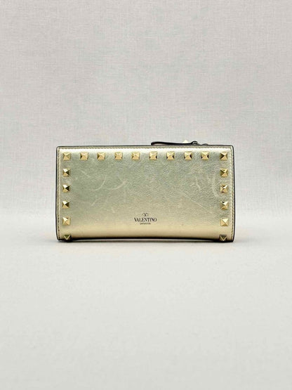 Pre - loved VALENTINO GARAVANI Gold Compact Wallet at Reems Closet