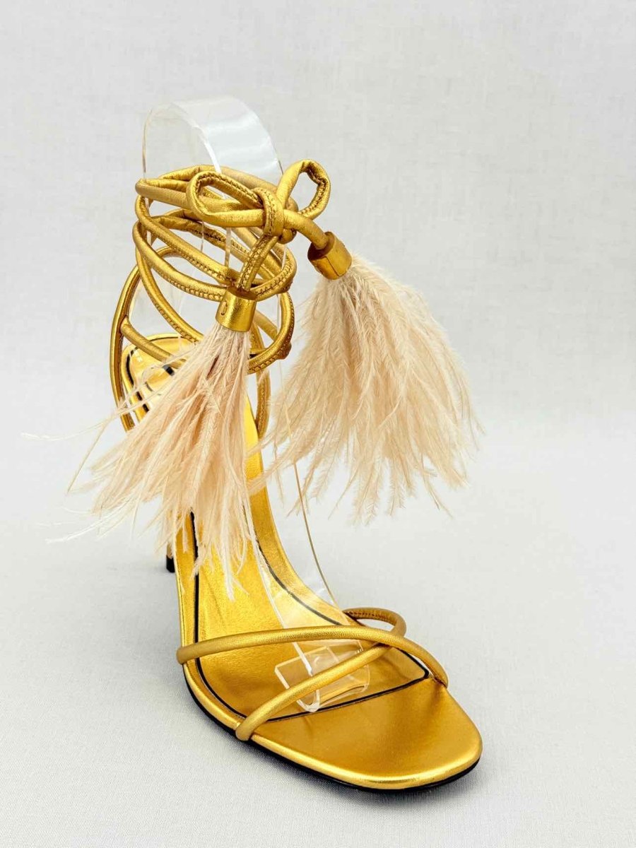 Pre - loved VALENTINO GARAVANI Gold Size EU 38.5 Heeled Sandals at Reems Closet