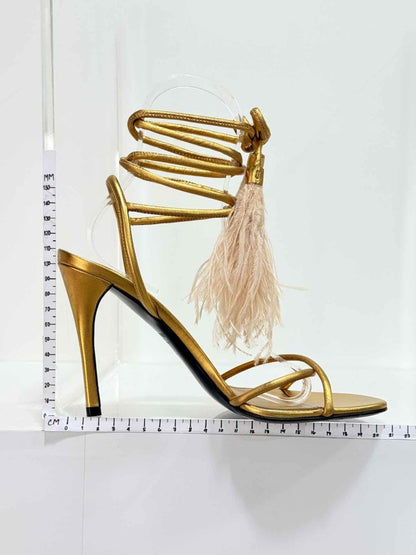 Pre - loved VALENTINO GARAVANI Gold Size EU 38.5 Heeled Sandals at Reems Closet