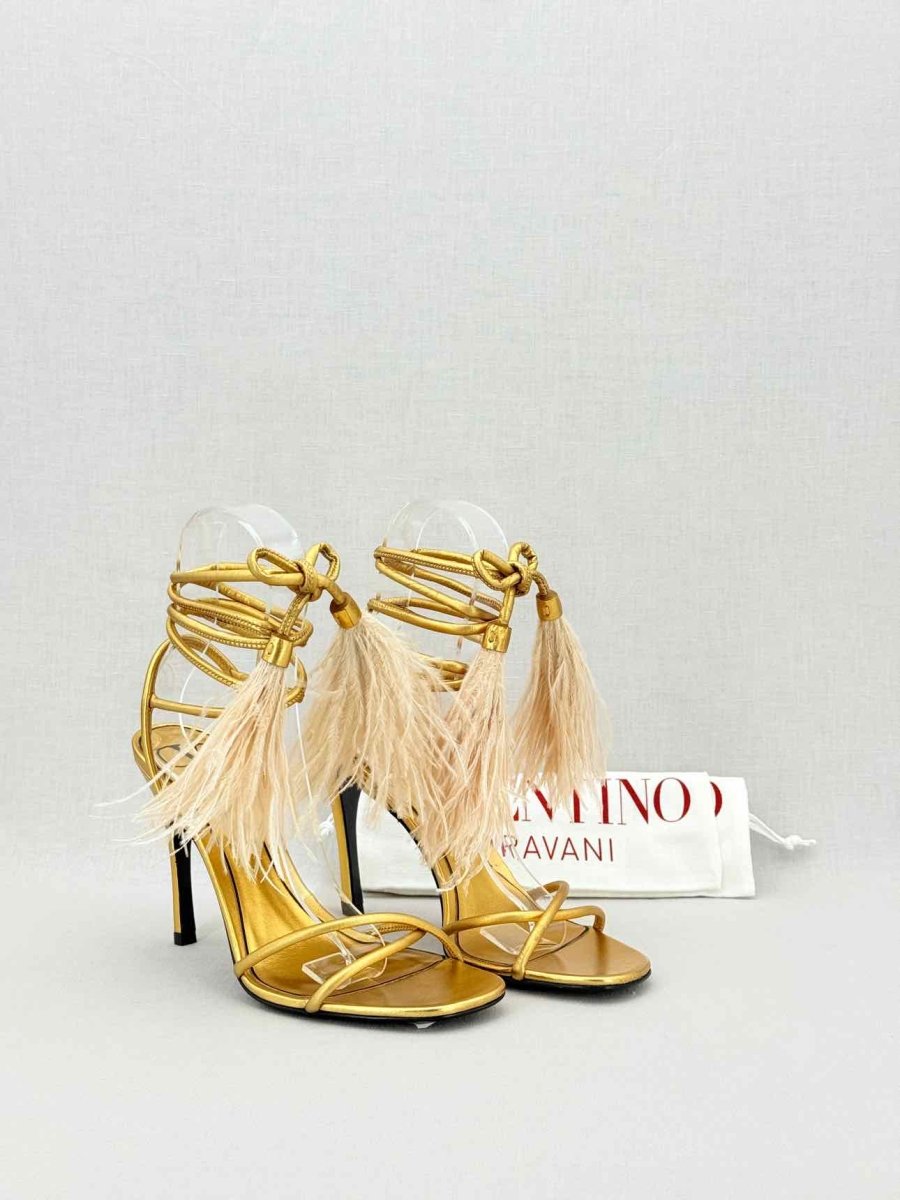 Pre - loved VALENTINO GARAVANI Gold Size EU 38.5 Heeled Sandals at Reems Closet