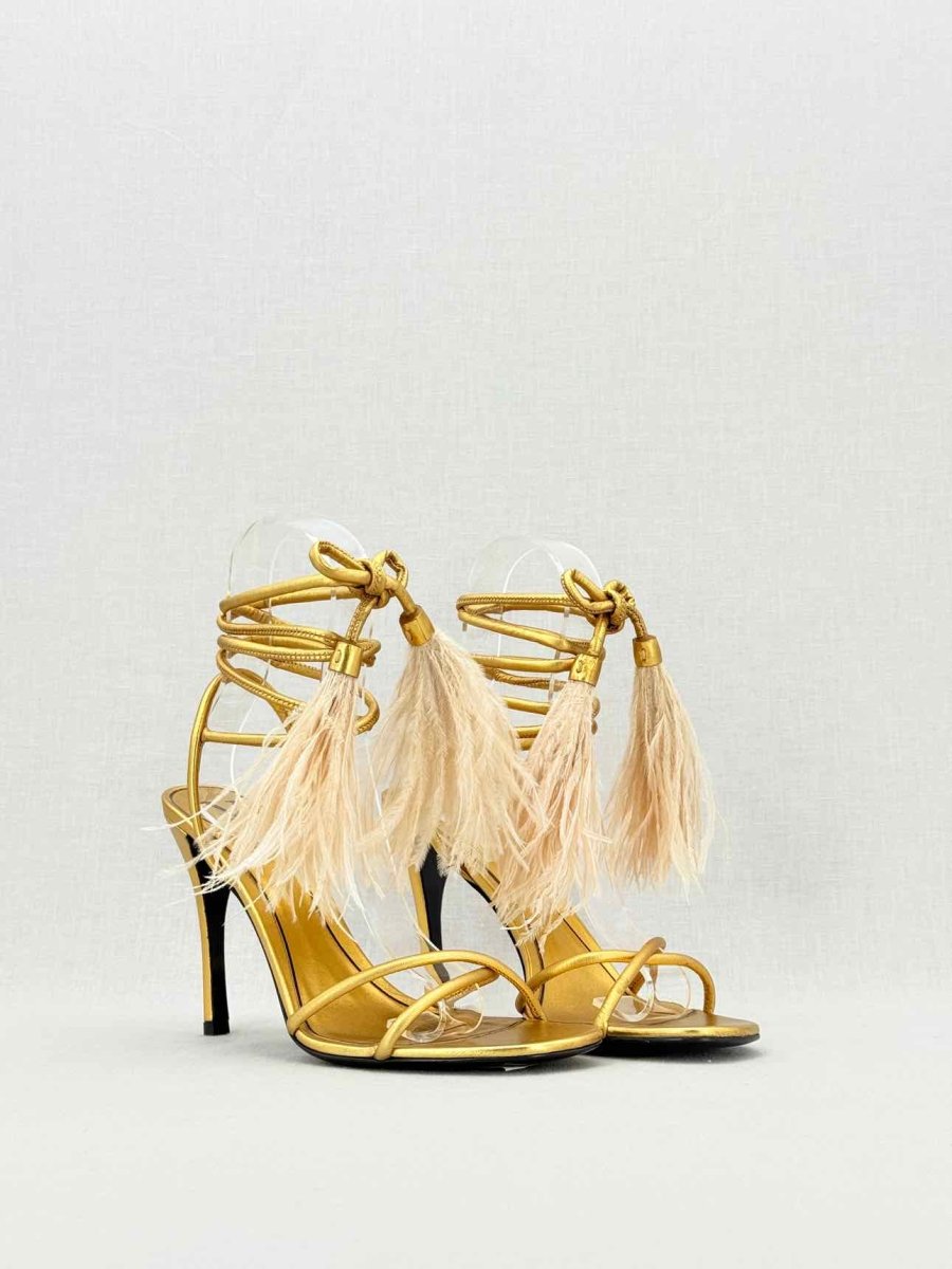 Pre - loved VALENTINO GARAVANI Gold Size EU 38.5 Heeled Sandals at Reems Closet