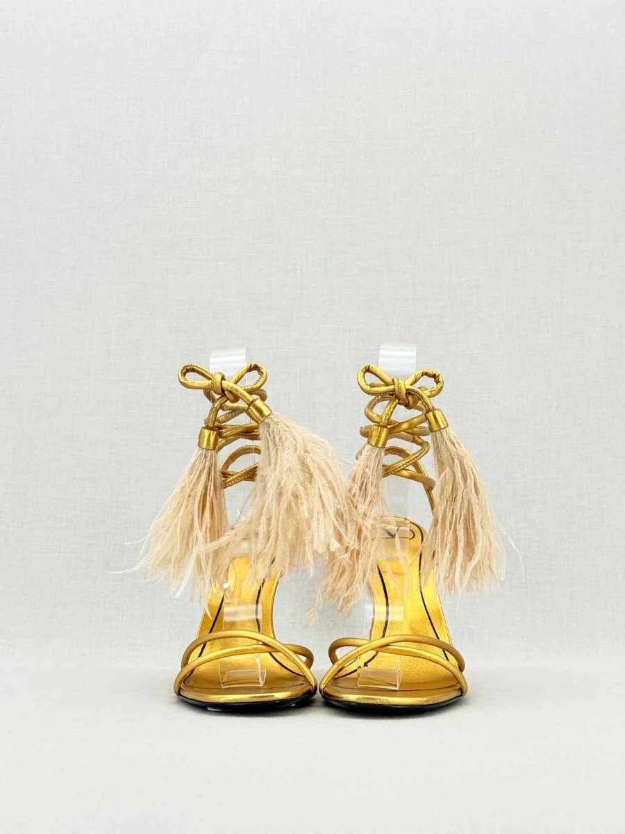 Pre - loved VALENTINO GARAVANI Gold Size EU 38.5 Heeled Sandals at Reems Closet