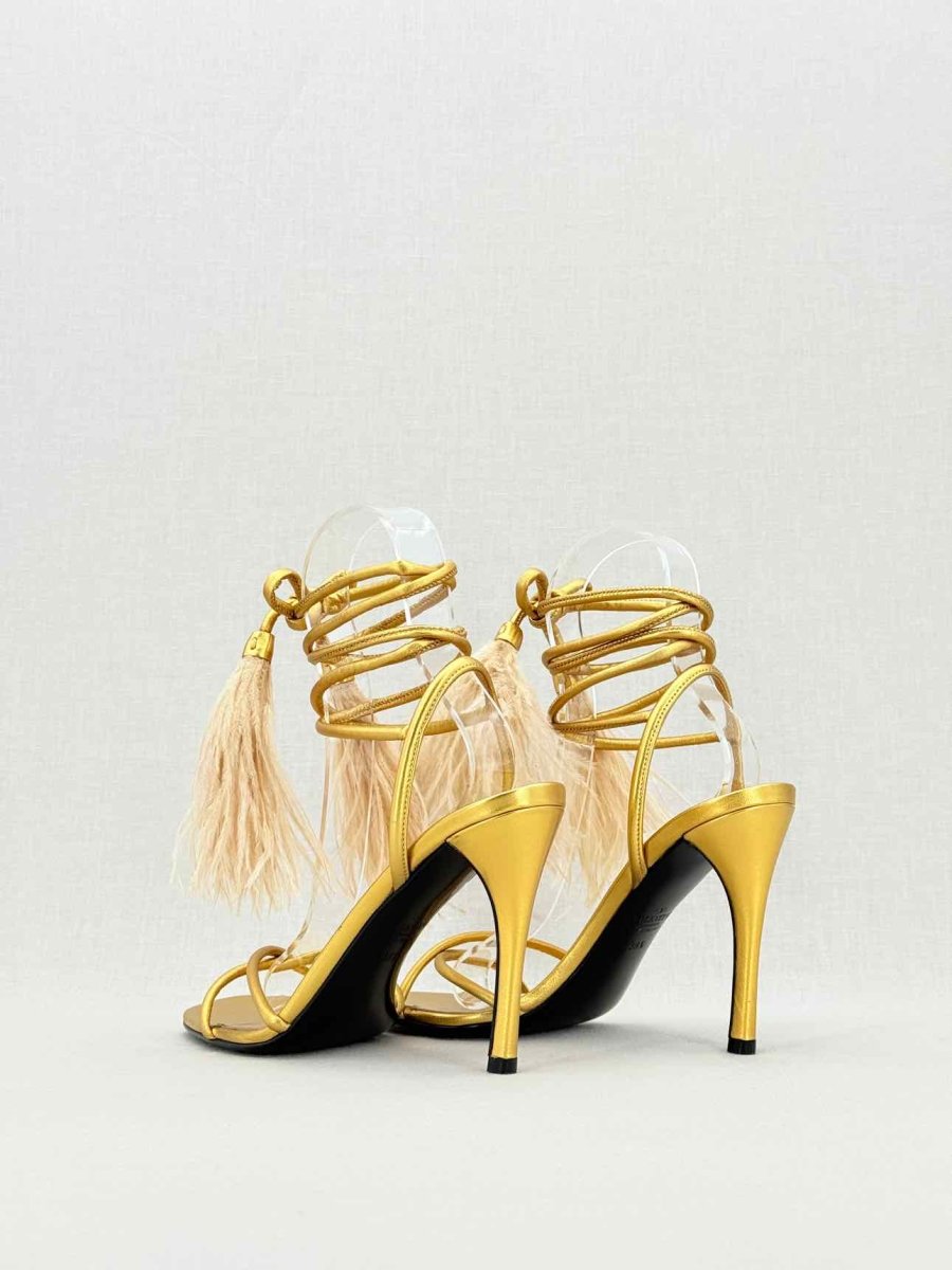 Pre - loved VALENTINO GARAVANI Gold Size EU 38.5 Heeled Sandals at Reems Closet