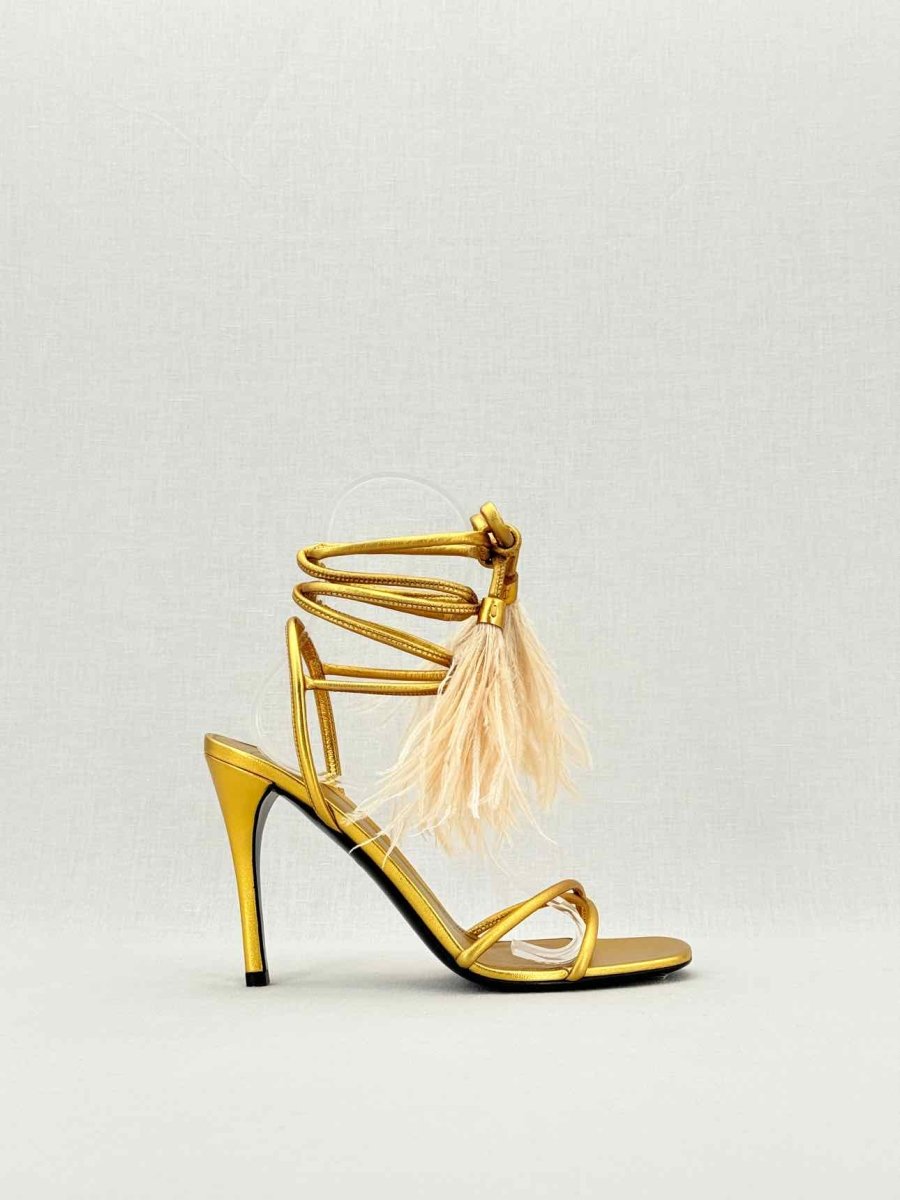 Pre - loved VALENTINO GARAVANI Gold Size EU 38.5 Heeled Sandals at Reems Closet