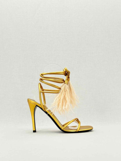 Pre - loved VALENTINO GARAVANI Gold Size EU 38.5 Heeled Sandals at Reems Closet