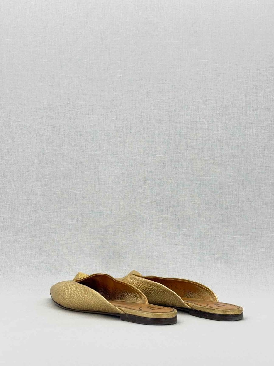 Pre - loved VALENTINO GARAVANI Gold Size EU 39 Flat Shoes at Reems Closet