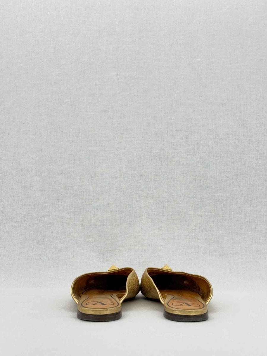 Pre - loved VALENTINO GARAVANI Gold Size EU 39 Flat Shoes at Reems Closet