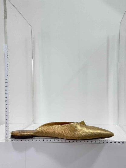 Pre - loved VALENTINO GARAVANI Gold Size EU 39 Flat Shoes at Reems Closet