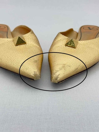 Pre - loved VALENTINO GARAVANI Gold Size EU 39 Flat Shoes at Reems Closet