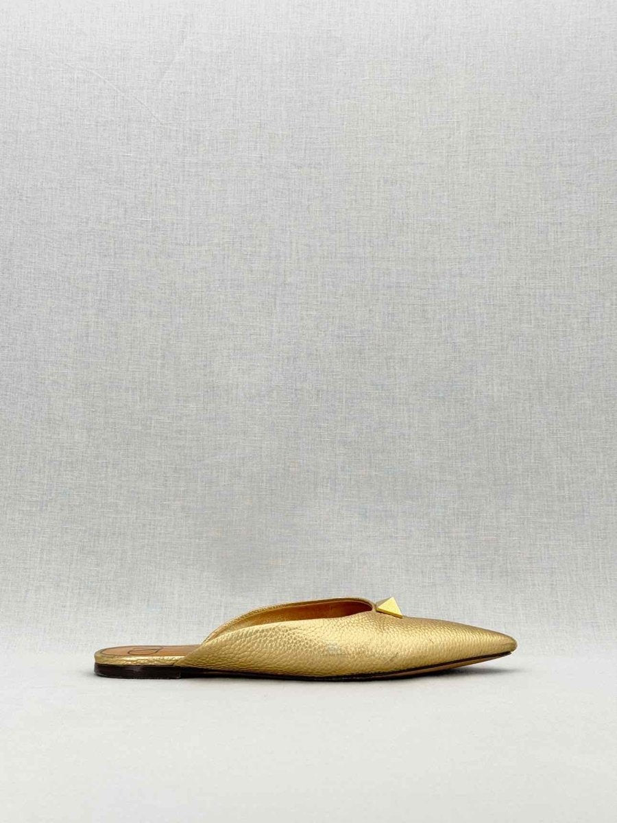 Pre - loved VALENTINO GARAVANI Gold Size EU 39 Flat Shoes at Reems Closet