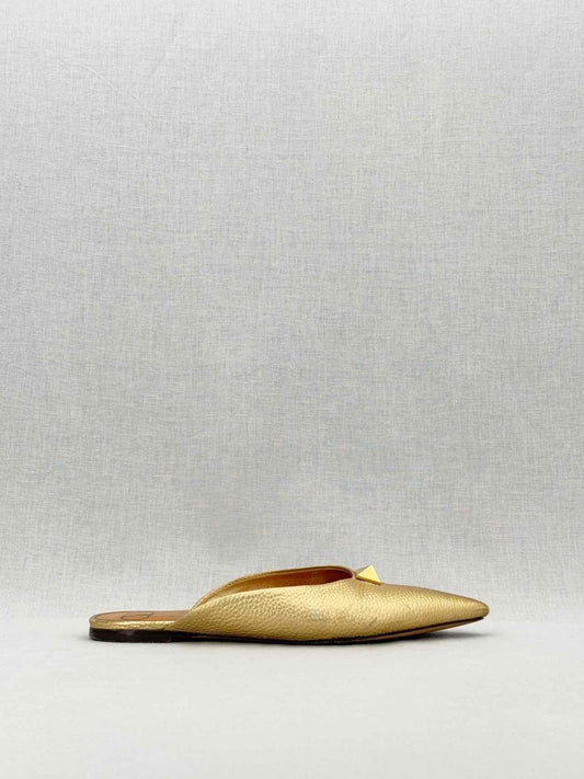 Pre - loved VALENTINO GARAVANI Gold Size EU 39 Flat Shoes at Reems Closet