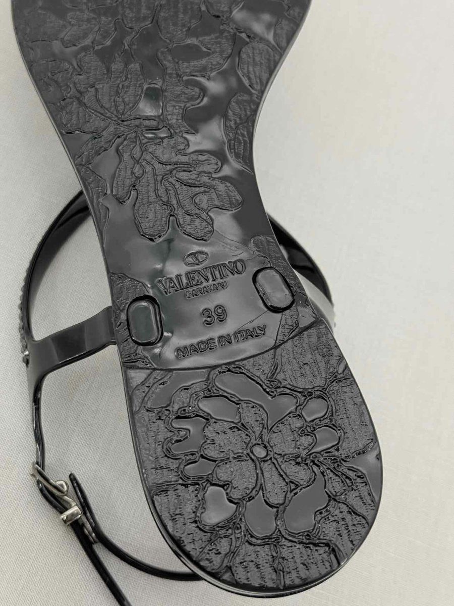 Pre - loved VALENTINO GARAVANI Jelly Thong Black Size EU 39 Sandals at Reems Closet