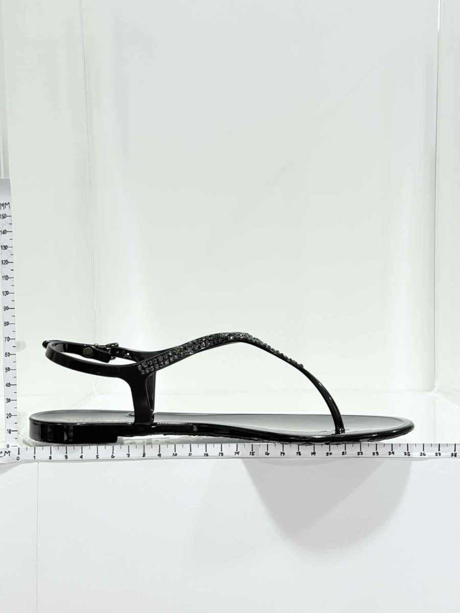 Pre - loved VALENTINO GARAVANI Jelly Thong Black Size EU 39 Sandals at Reems Closet