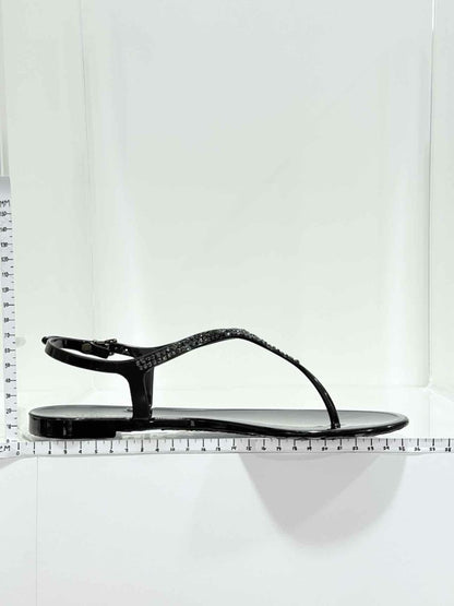 Pre - loved VALENTINO GARAVANI Jelly Thong Black Size EU 39 Sandals at Reems Closet