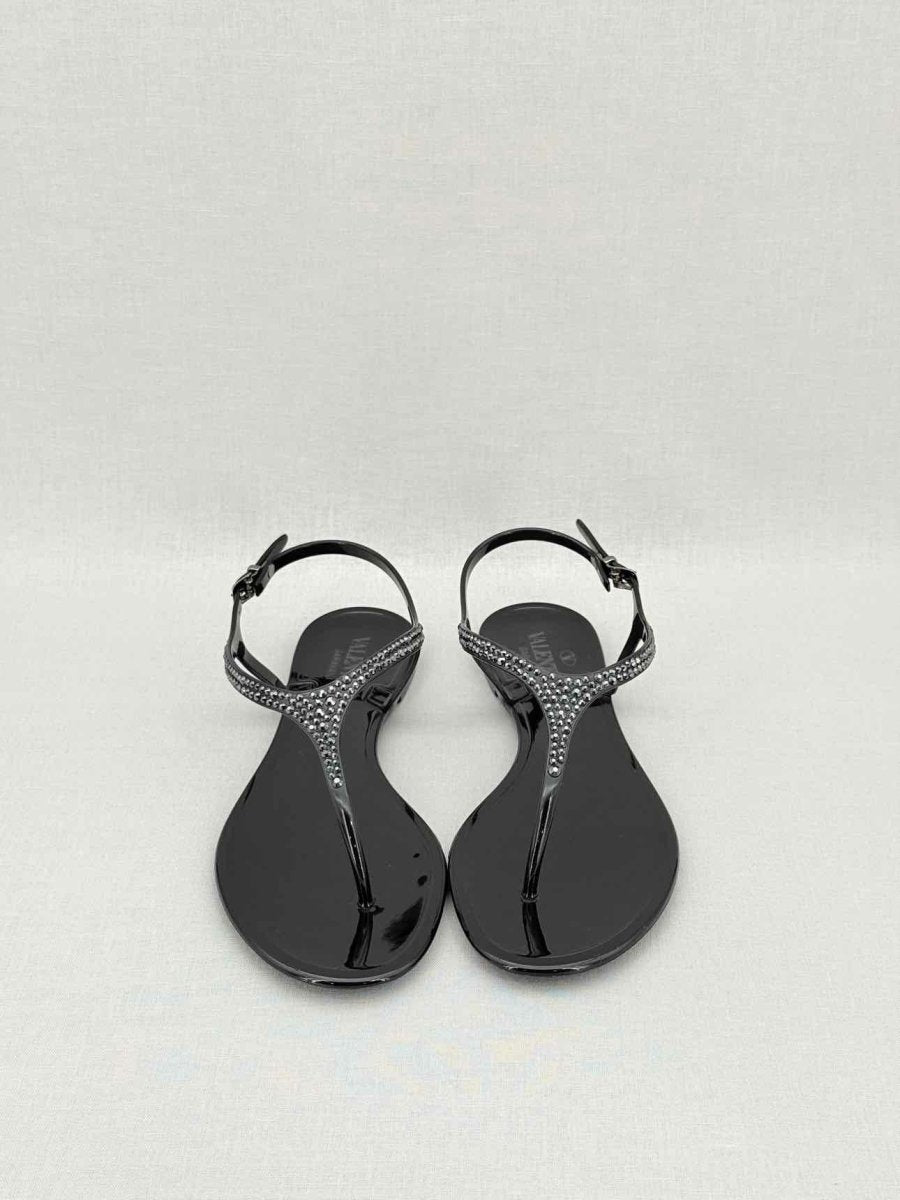 Pre - loved VALENTINO GARAVANI Jelly Thong Black Size EU 39 Sandals at Reems Closet
