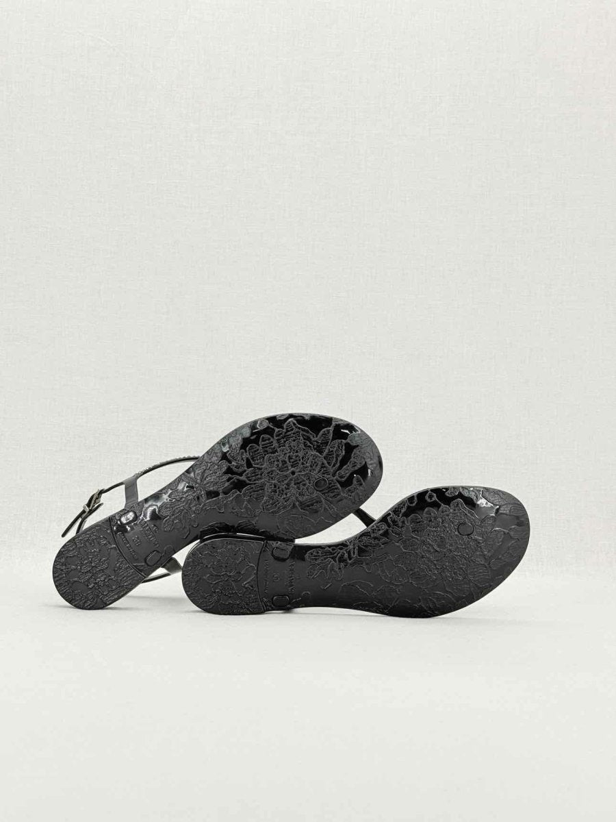 Pre - loved VALENTINO GARAVANI Jelly Thong Black Size EU 39 Sandals at Reems Closet