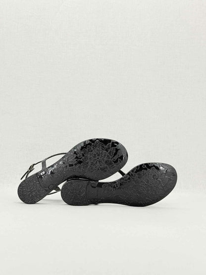 Pre - loved VALENTINO GARAVANI Jelly Thong Black Size EU 39 Sandals at Reems Closet