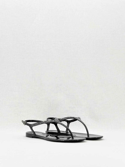 Pre - loved VALENTINO GARAVANI Jelly Thong Black Size EU 39 Sandals at Reems Closet