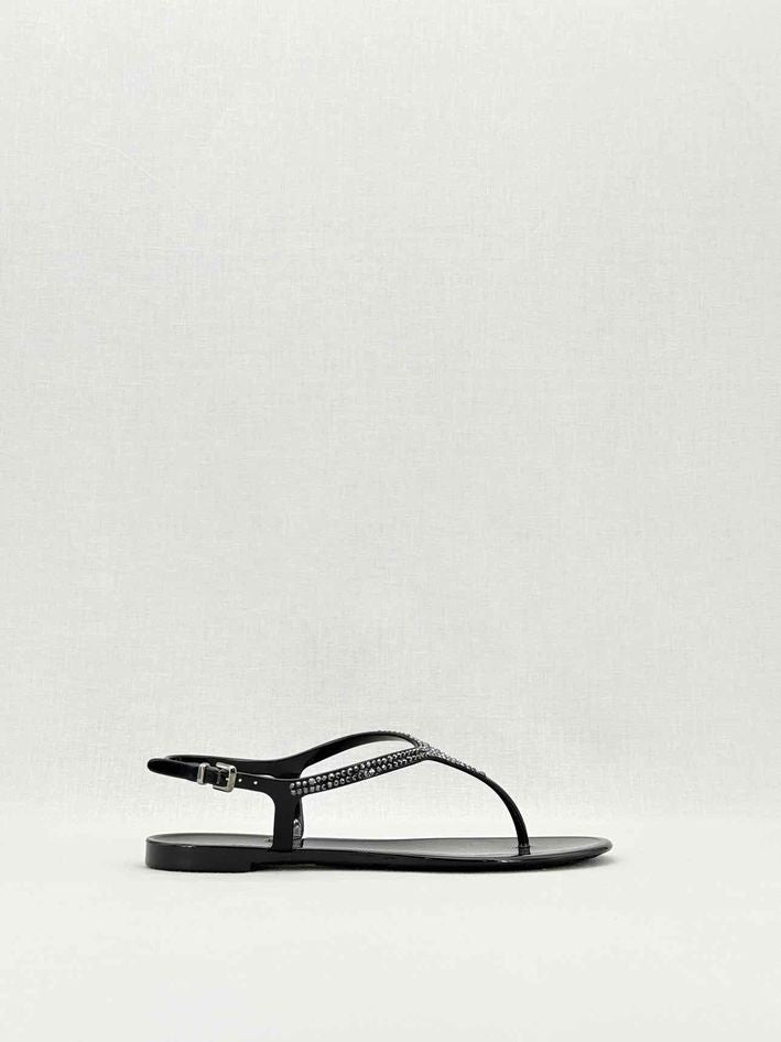 Pre - loved VALENTINO GARAVANI Jelly Thong Black Size EU 39 Sandals at Reems Closet